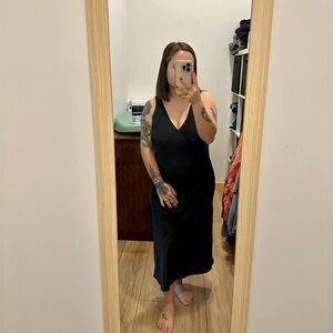 BLACK SATIN SLIP DRESS